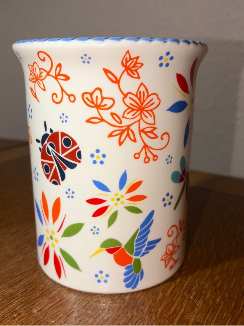 Temp-Tations Old World Seasonal Ceramic Utensil Holder Crock Hand Painted 6 Inch